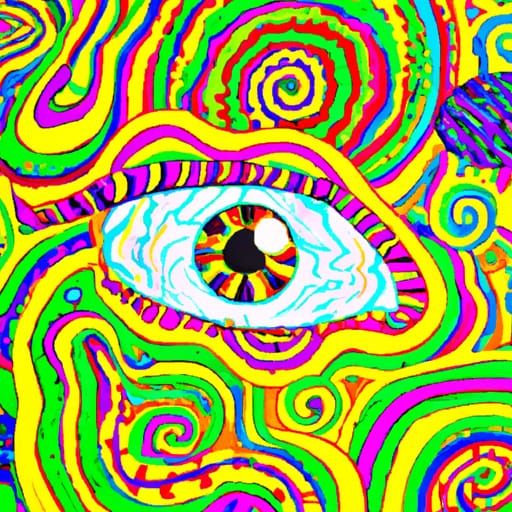 Joyful Trippy Eye Crying Gold in Gouache Swirls