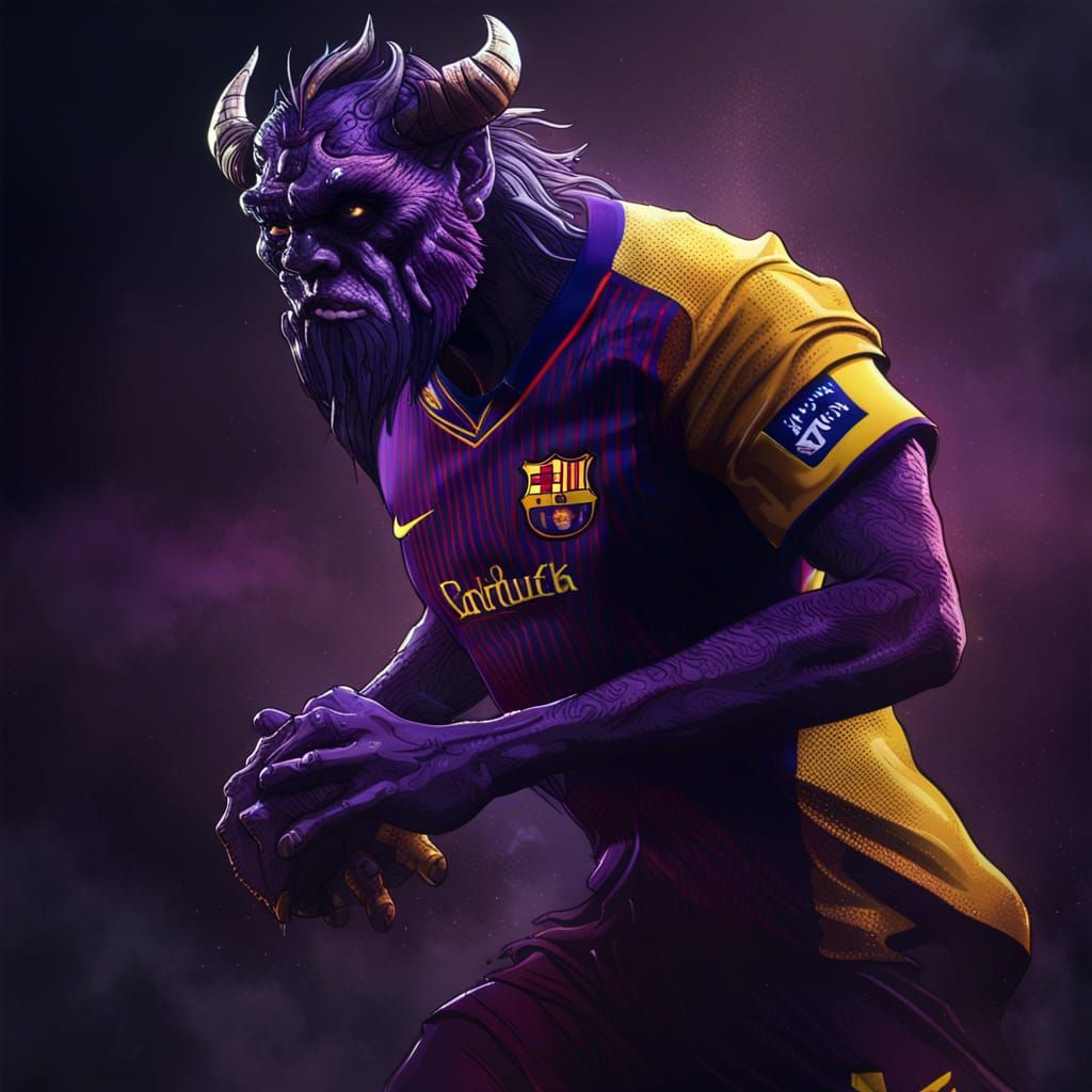 Monster in Barcelona Jersey: Dark Fantasy Concept Art