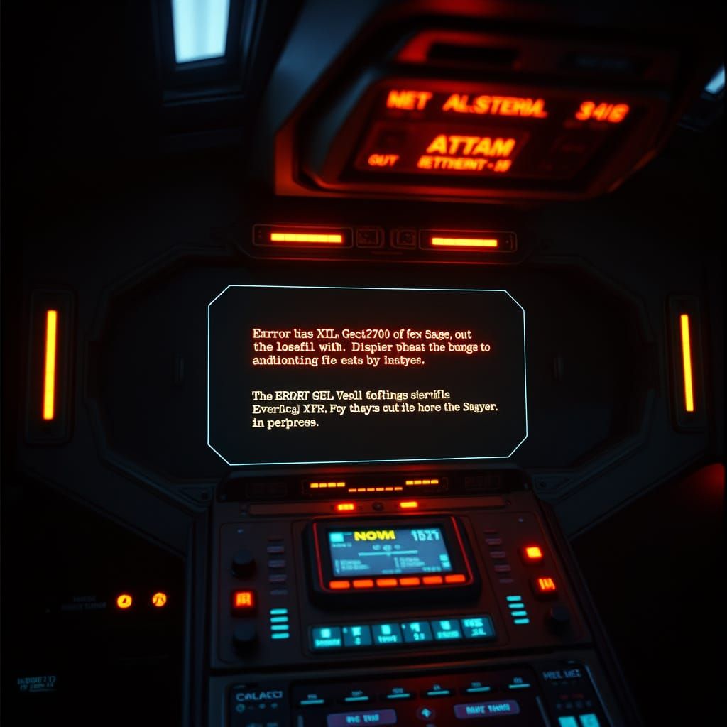 Spaceship Control Screen Displaying Error Messages