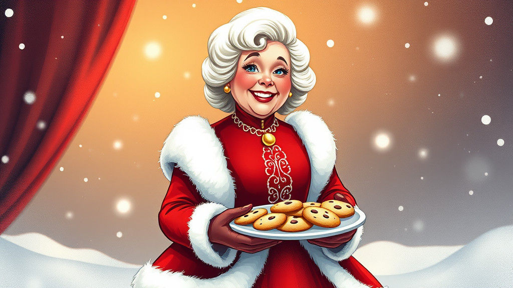 Mrs. Claus Presents Christmas Cookies, Illustrated Style