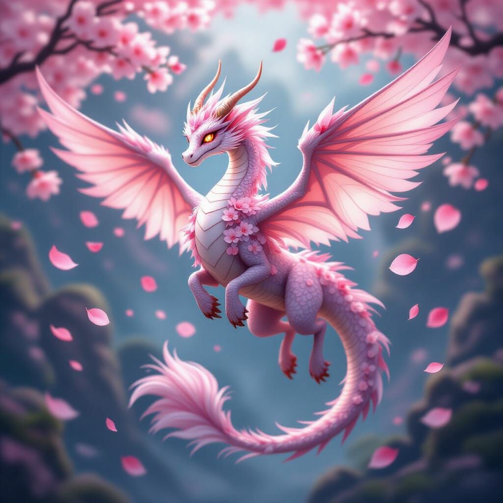 Floral Dragon in Ethereal Fantasy Scene