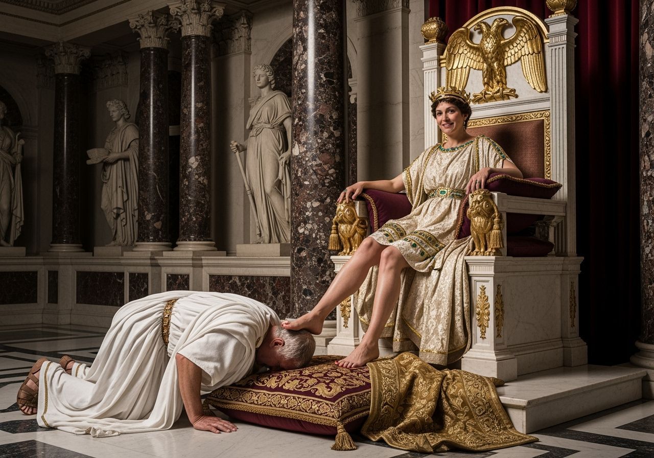 Empress Messalina on Her Throne in Lavish Toga