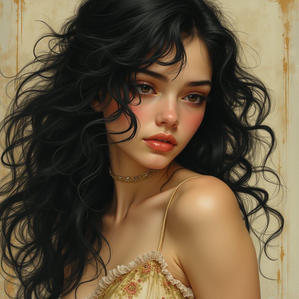 Ethereal Woman in Art Nouveau Style