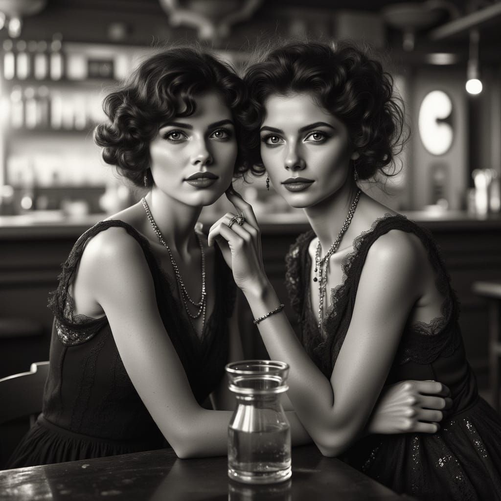 1920s Women at Prohibition Speakeasy Bar