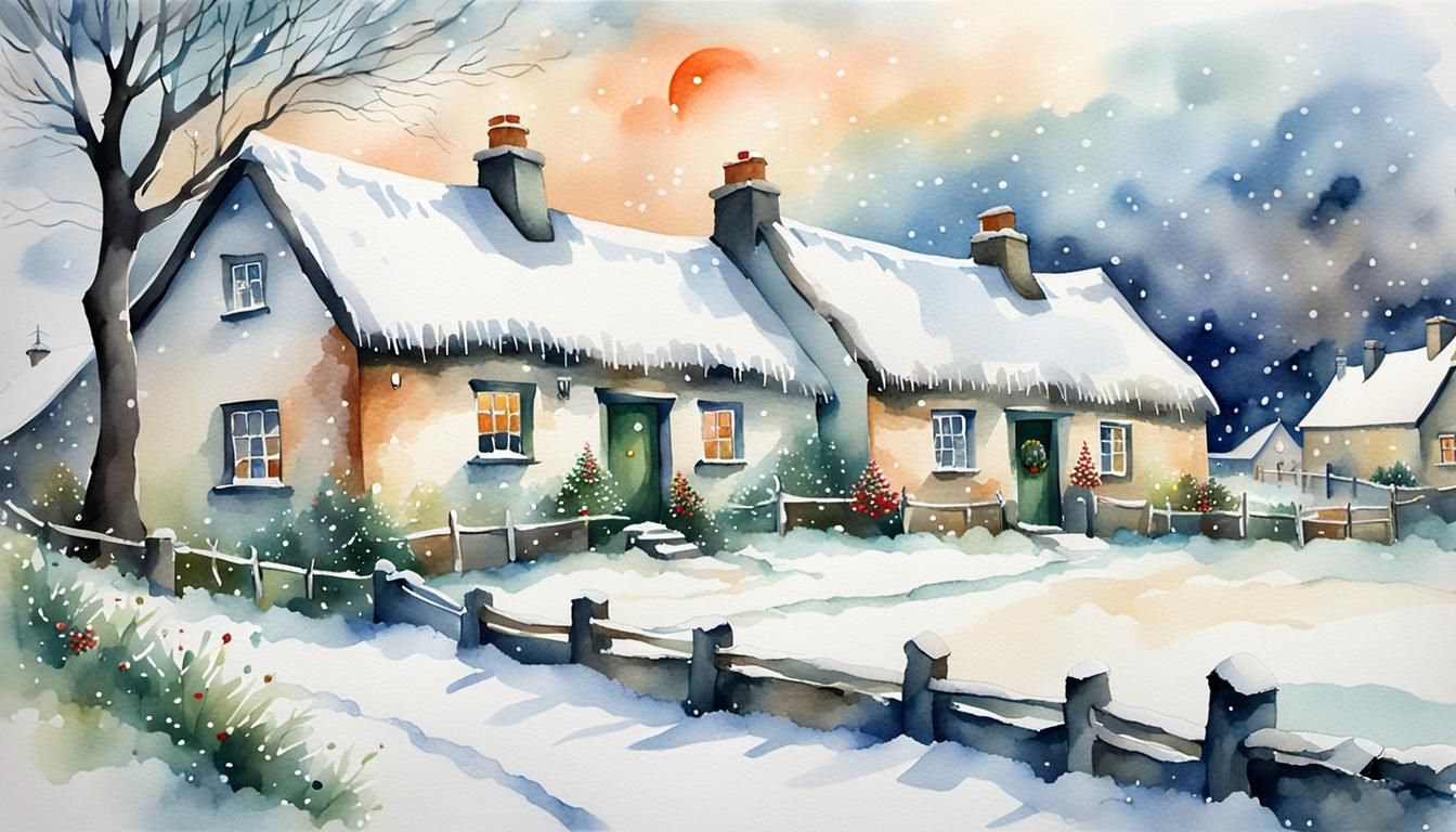 Christmas in the Irish Countryside: A Watercolor Scene