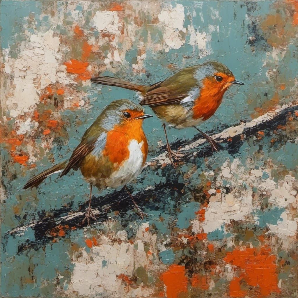 Abstract Robins in Complementary Colors