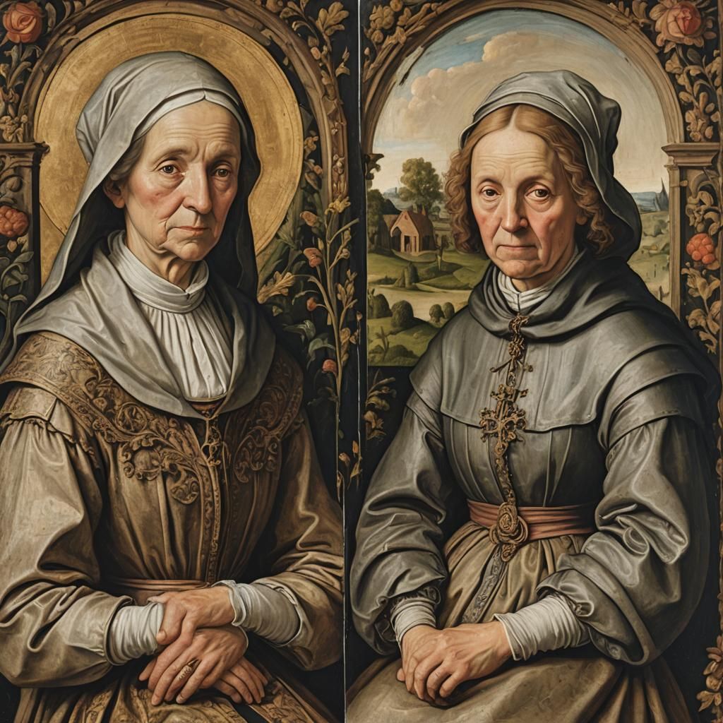 Triptych of Woman with Supportive Friends