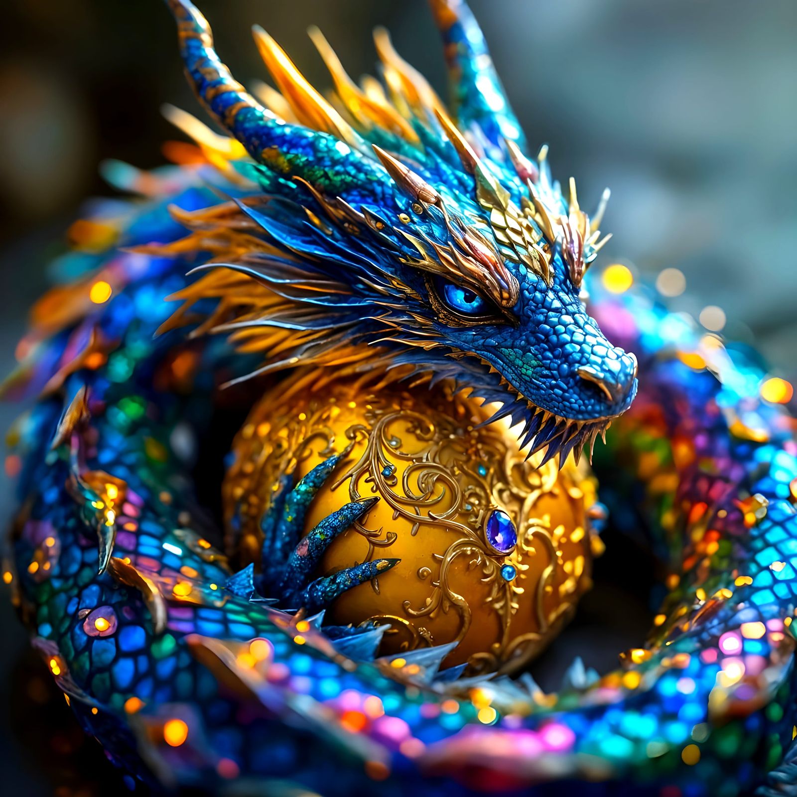 Dragon of Radiant Beauty Safeguards Golden Treasure