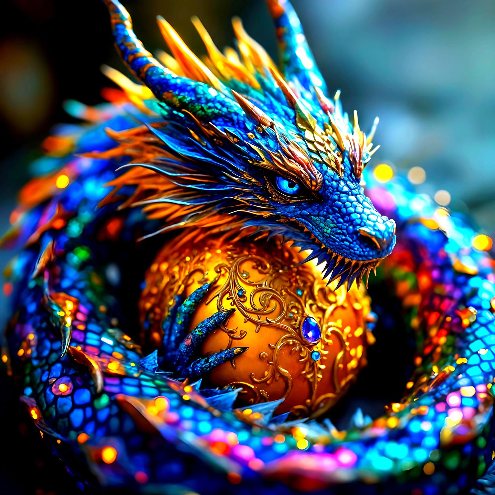 Dragon of Radiant Beauty Safeguards Golden Treasure