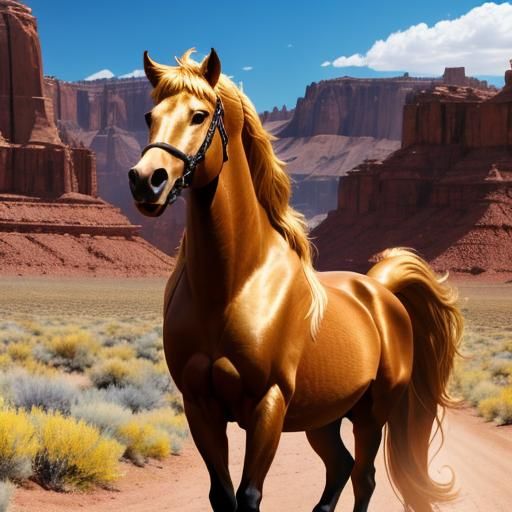 Wild Golden Horse Galloping in Utah