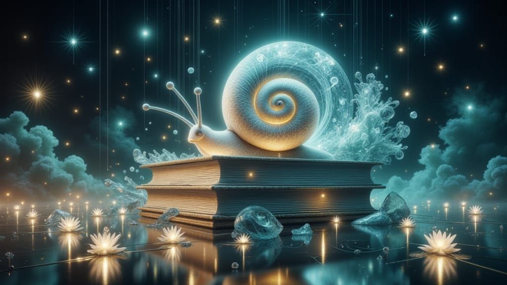 Bioluminescent Snail Climbs Books: Art Nouveau Animation