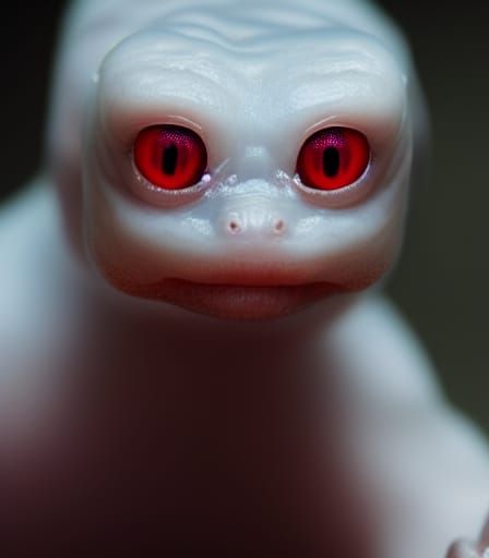 Horrific Pale Cave Salamander in Hyperrealistic Photo
