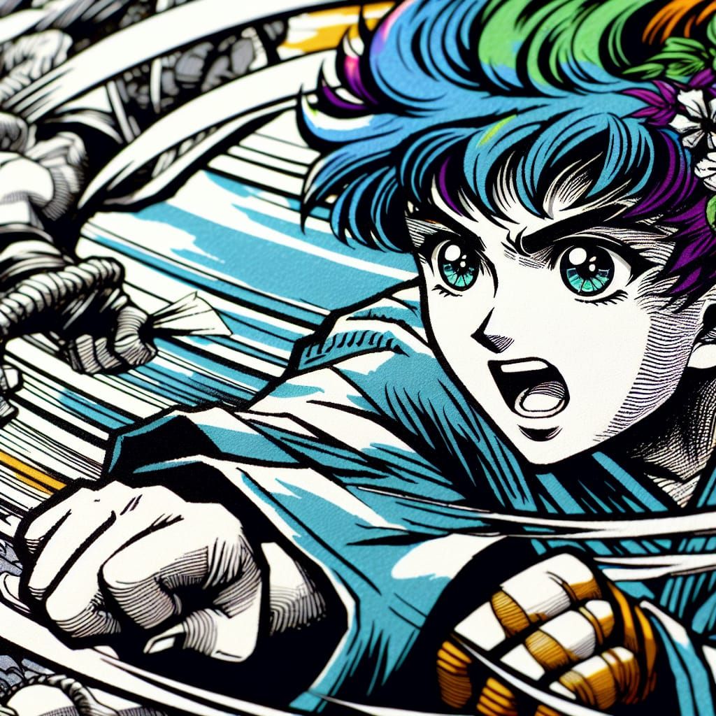 Anime Girl Wrestling in Manga Style