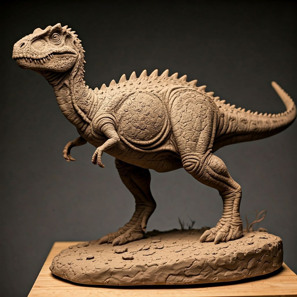 Realistic Clay Dinosaur Sculpture in Pixar Style