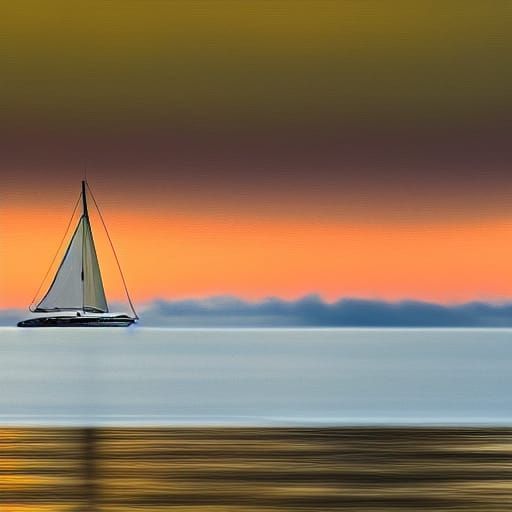 Catamaran on South Sudan Shore in Oil Painting Style