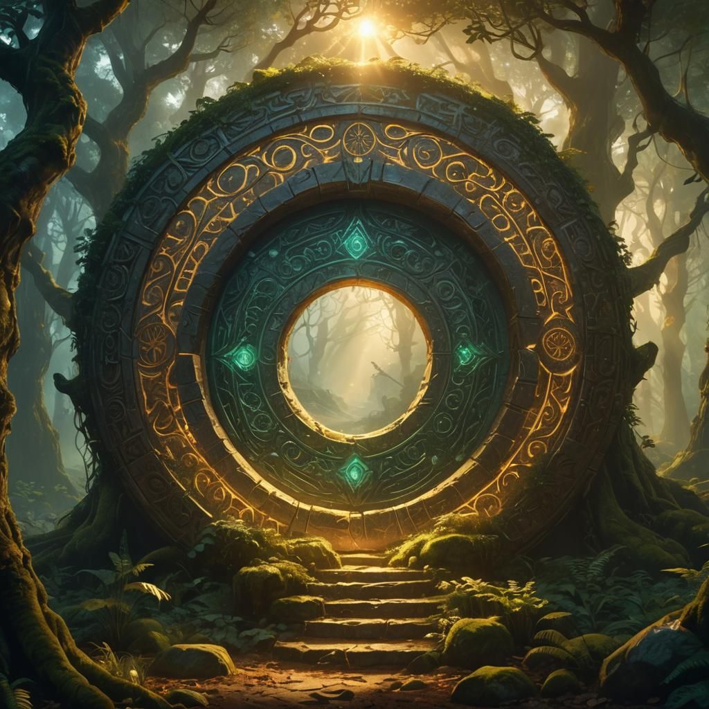 Mystical Portal in Ancient Forest Concept Art