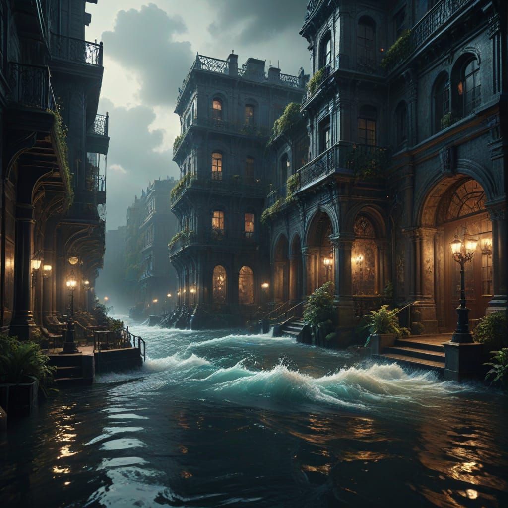 Epic Waterworld Digital Painting in Cinematic Style