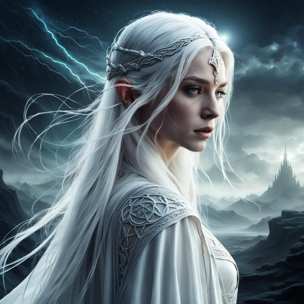 Elven Sorceress After Battle in Digital Fantasy Art