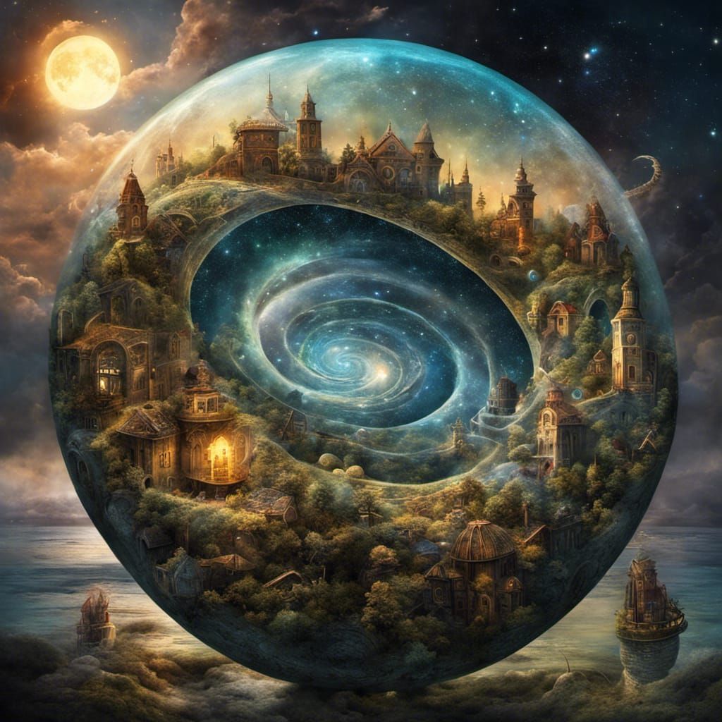 Surreal Spiral Portal to a Starry Galaxy