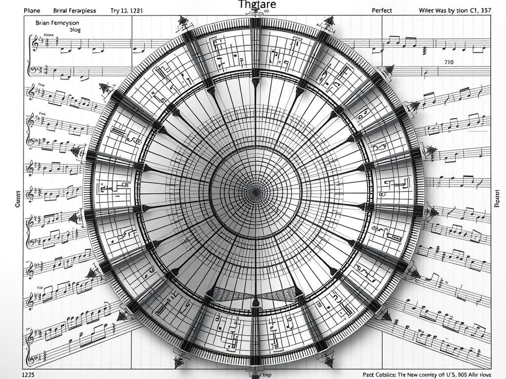 Futuristic 3D Music Score with Occult Geometric Design