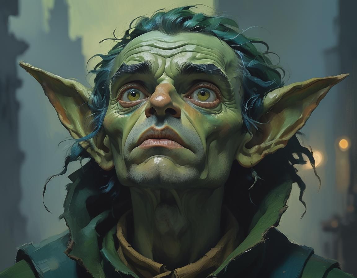 Elf Portrait in Expressionist Style