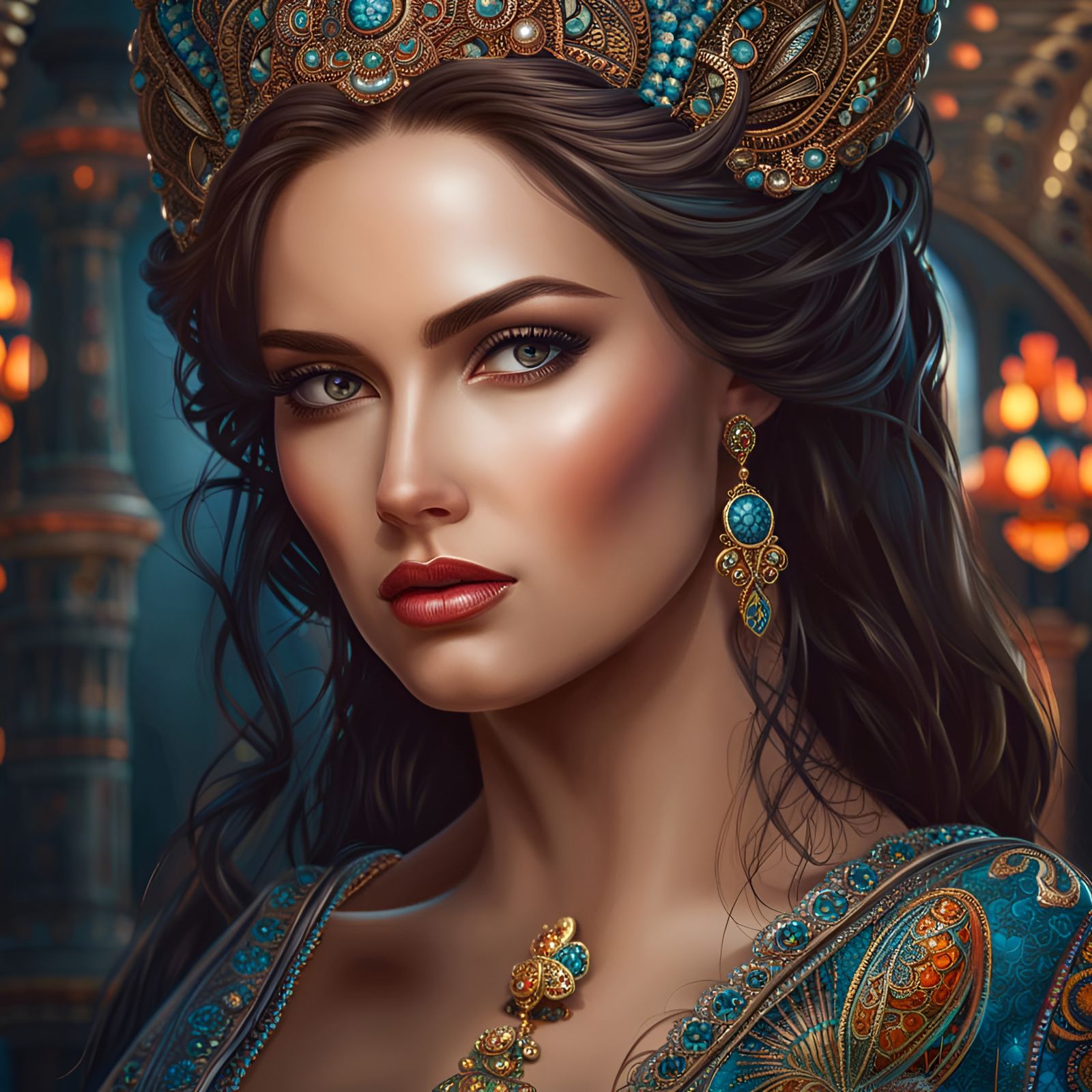 Gorgeous Woman in an Amazing Dress: Digital Art