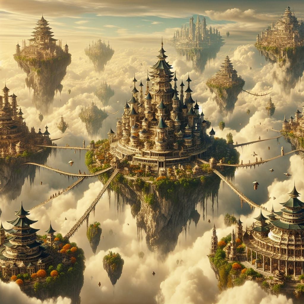 Majestic Floating City in the Sky