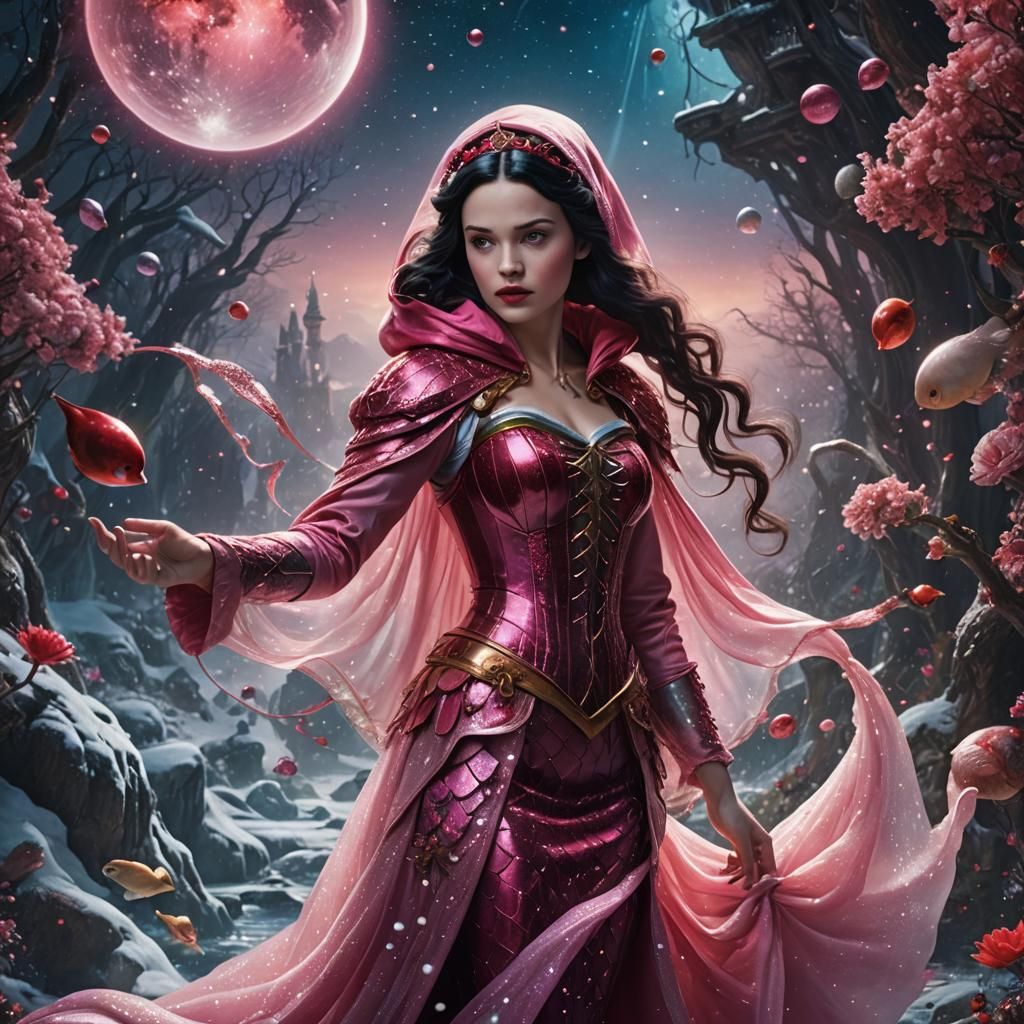 Snow White Red Riding Hood Space Mermaid Digital Painting