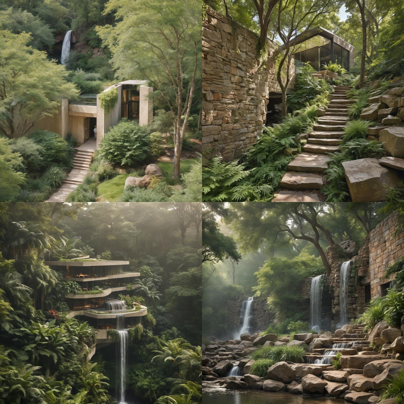 Sanctuary Ranch Waterfall with Minimalist Architecture