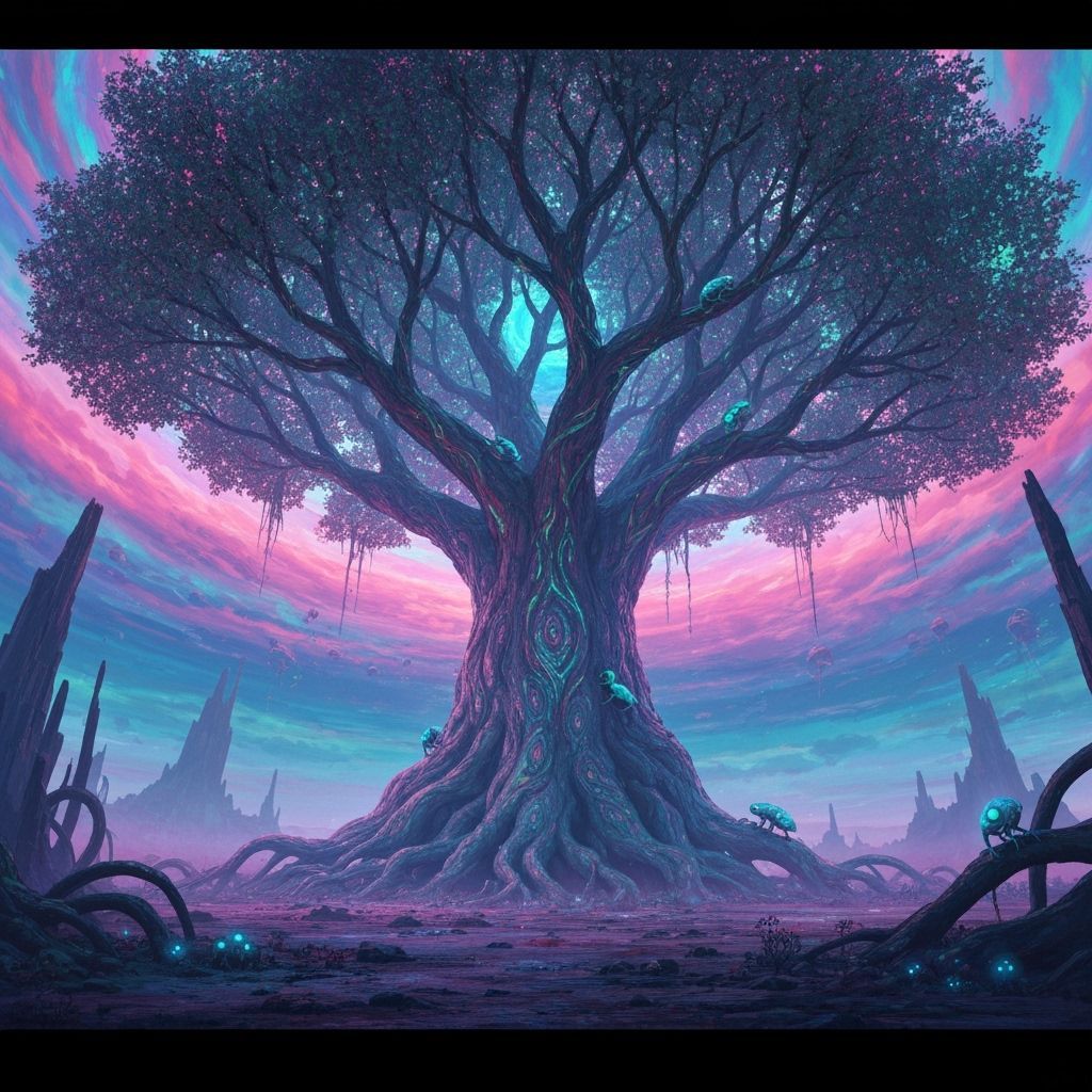 Colossal Tree in Alien Landscape Digital Art