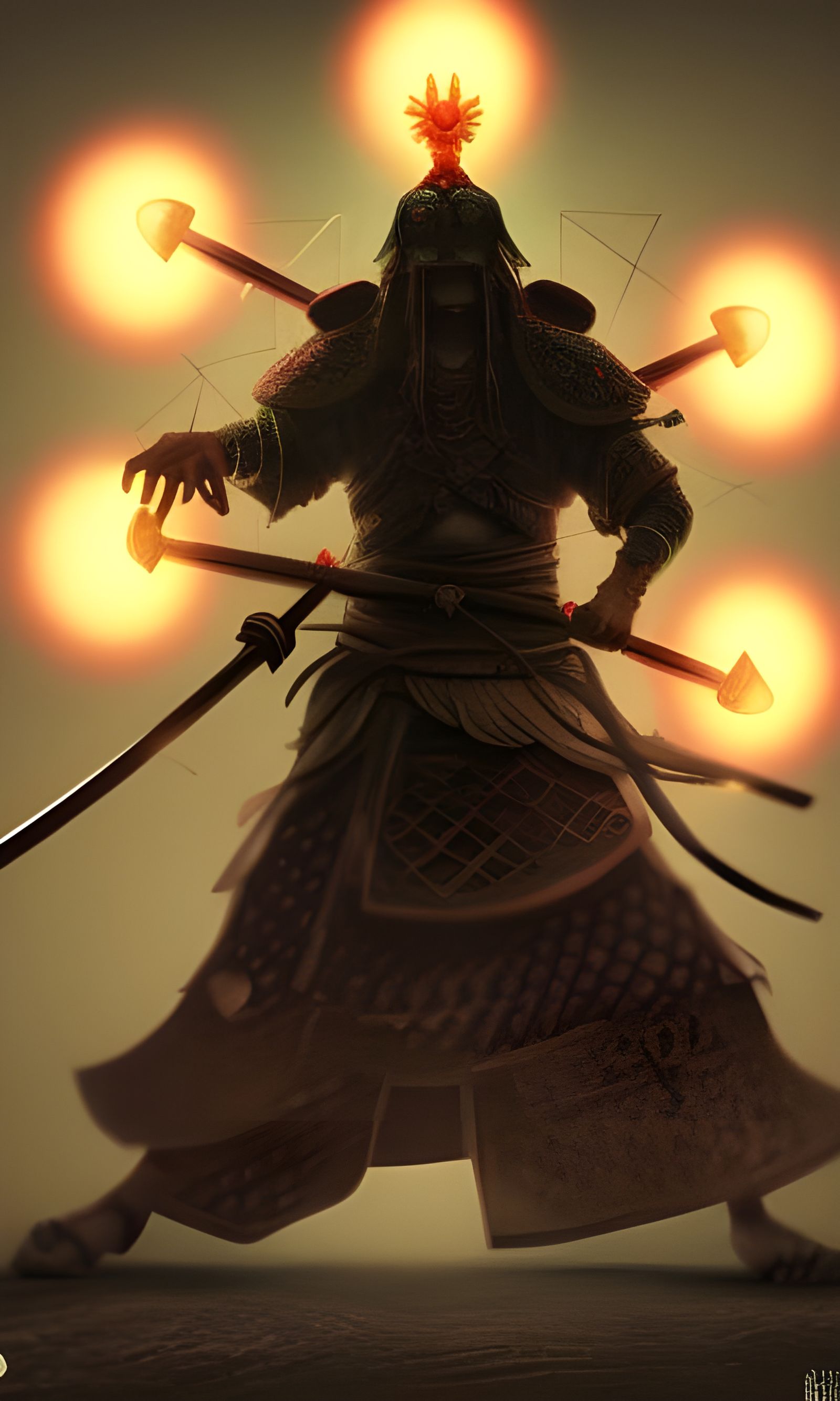 Mushroom Samurai with Glowing Tattoos: 8K Concept Art