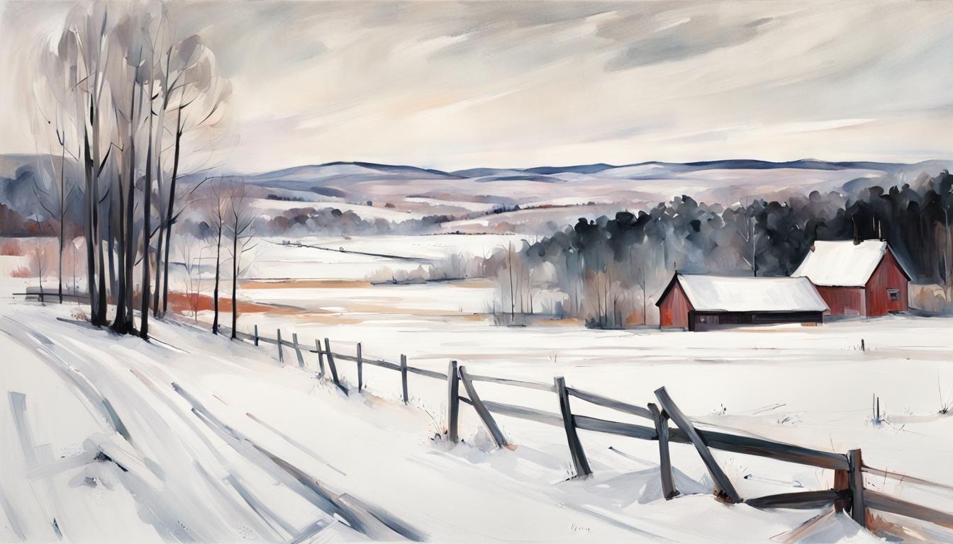 Tranquil Winter Landscape Inspired by Nordic Masters
