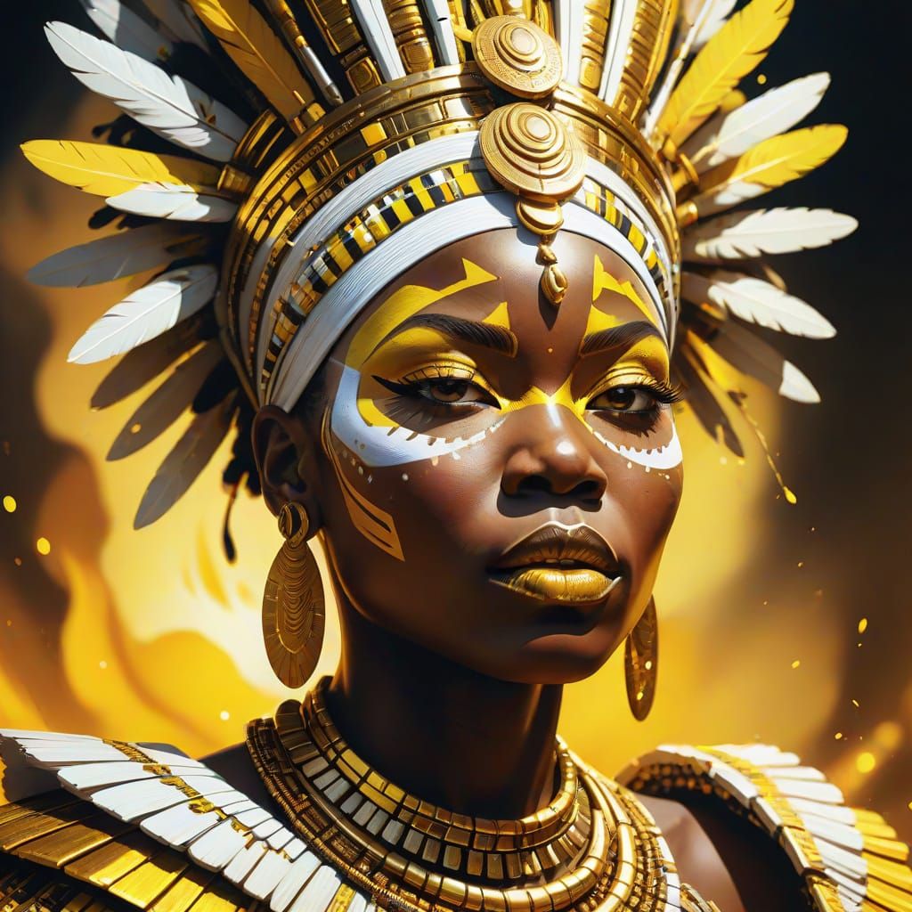 Powerful Zulu Queen Portrait in Surreal Digital Art