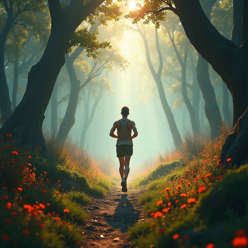 Runner in Mystical Landscape: Fantasy Concept Art