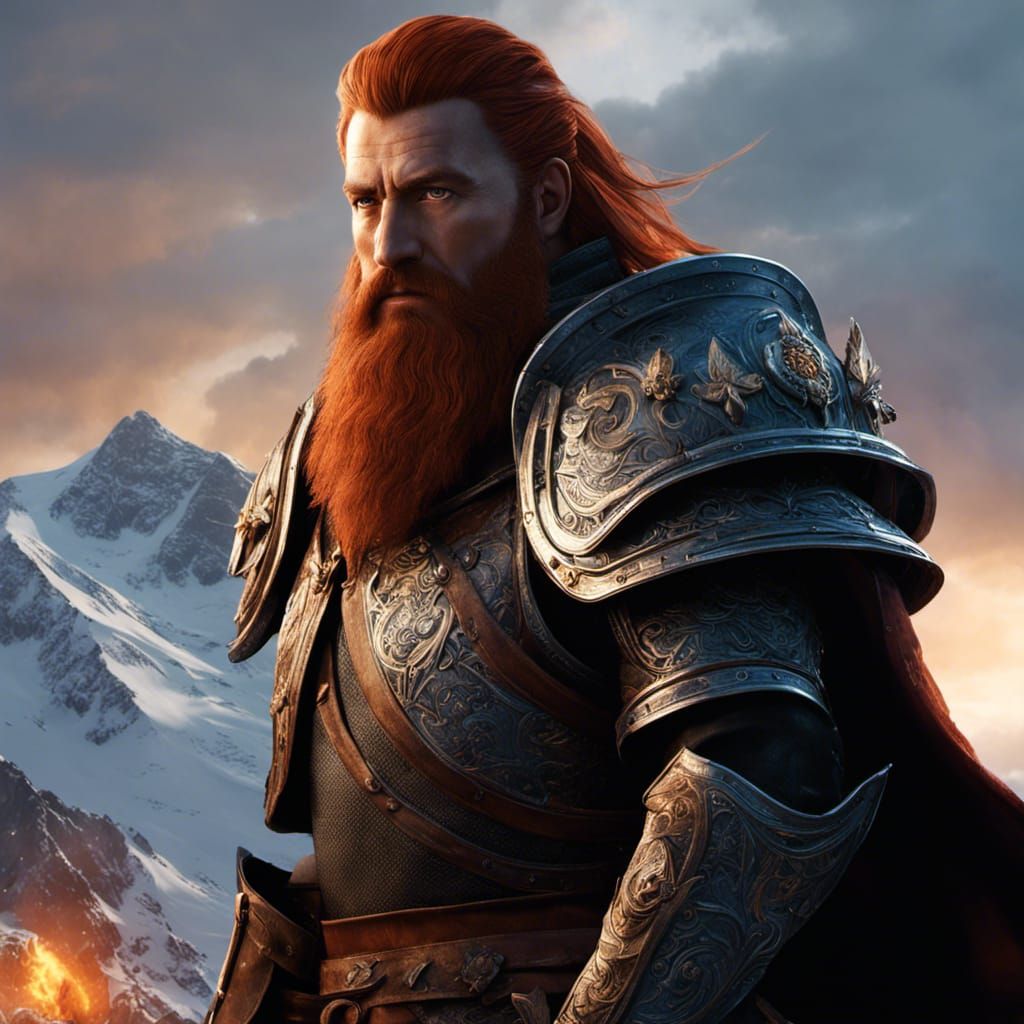 Hyperrealistic Portrait of Regal Dwarven Knight