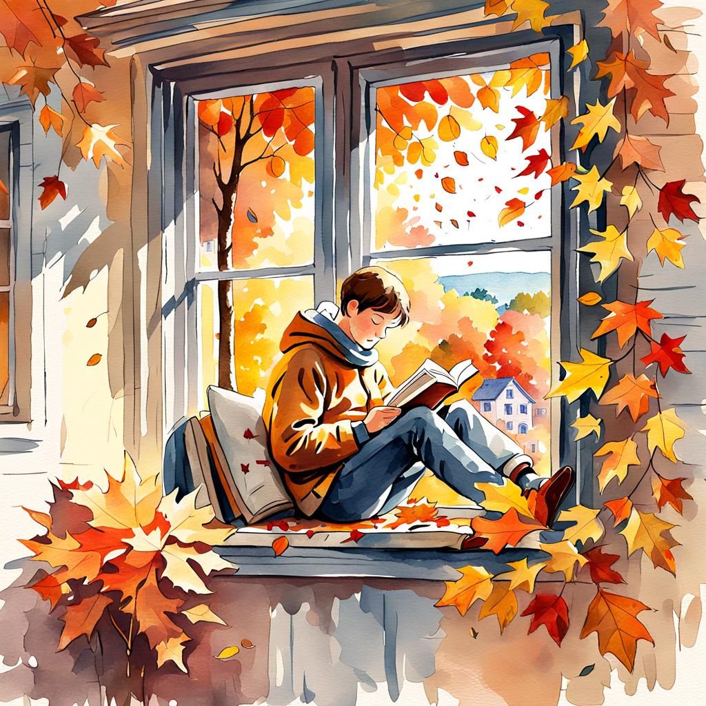 Cozy Autumn Reading Nook: Watercolor Sketch