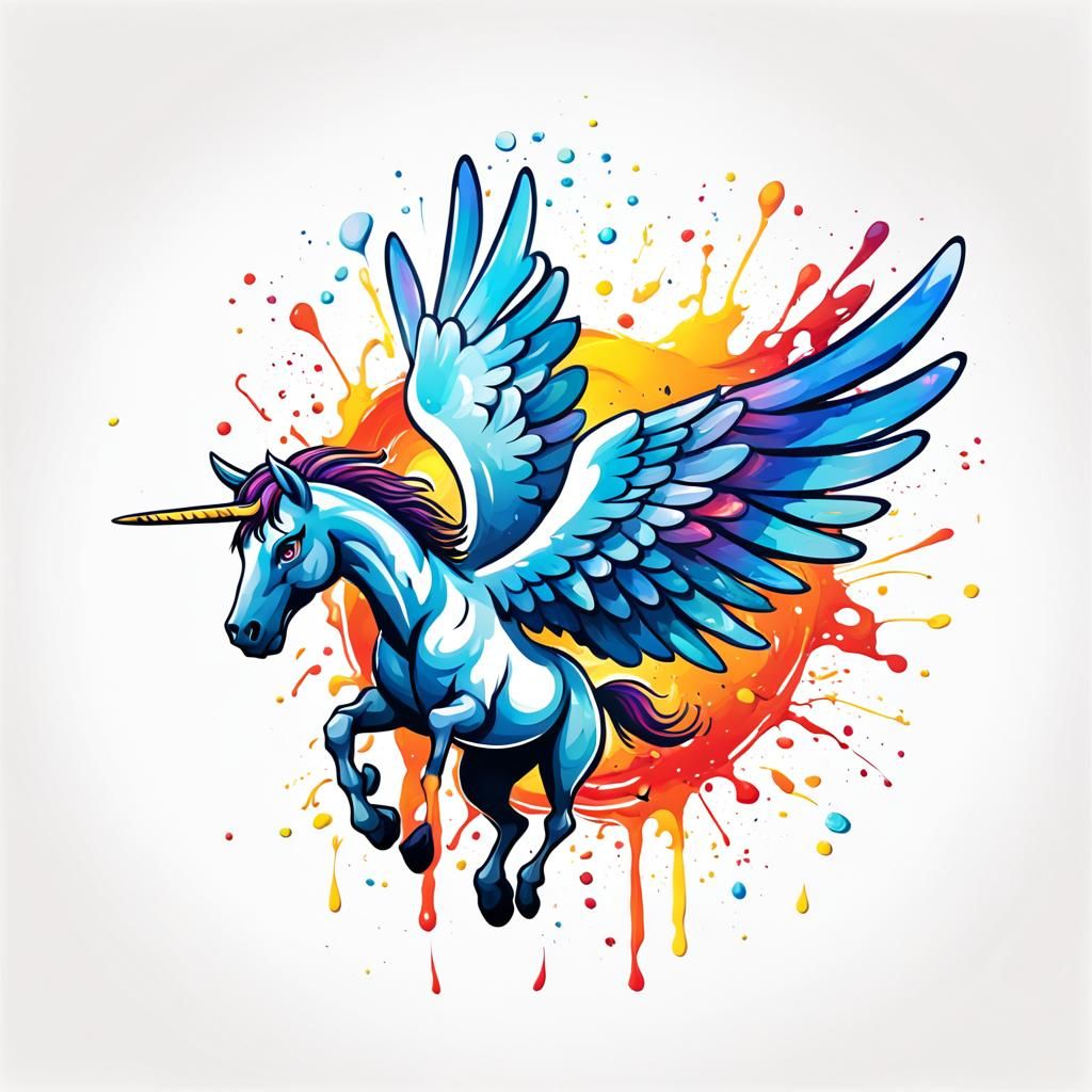 Cute Pegasus Vector Logo in Graffiti Art Style