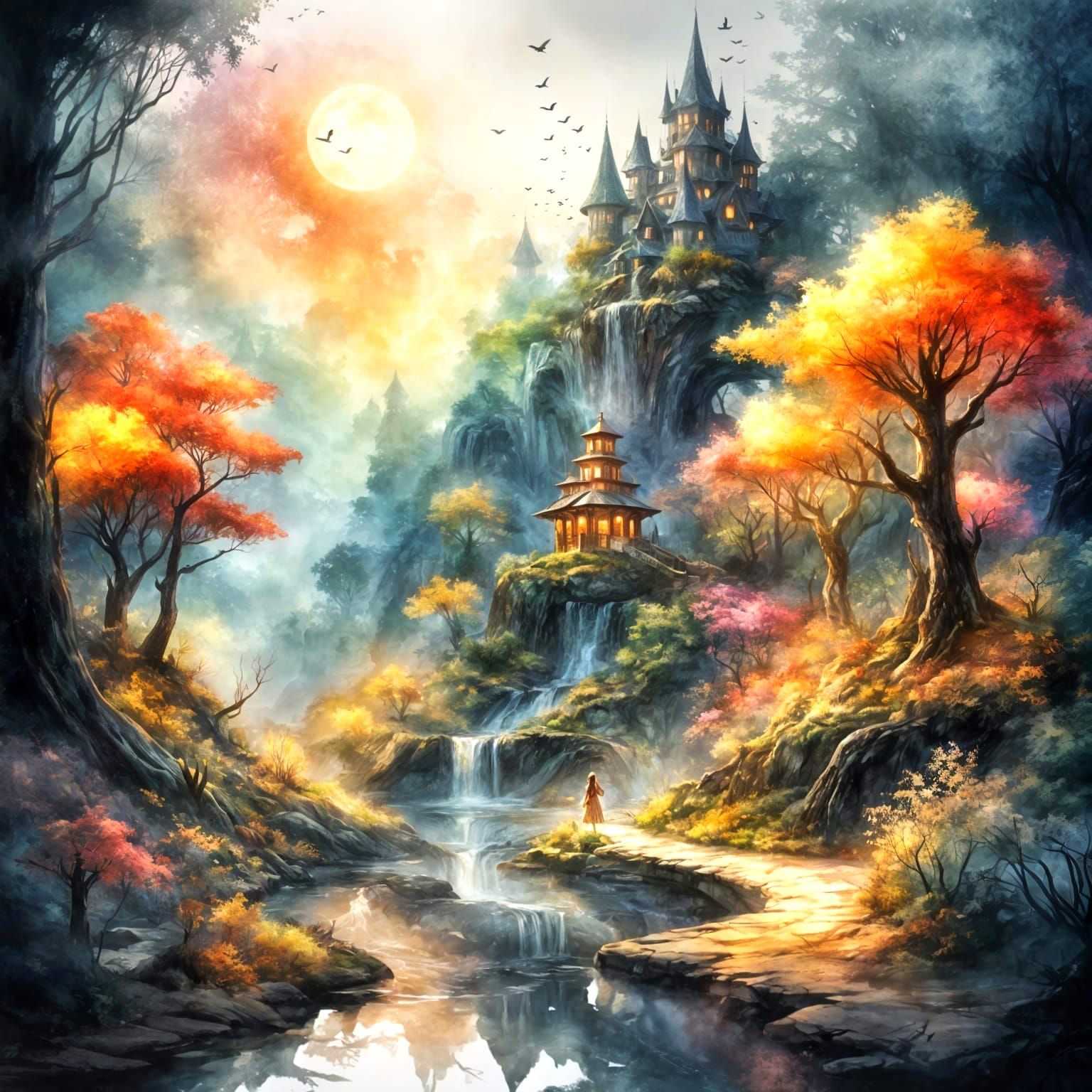 Enchanted Forest Fairy in Watercolor Concept Art