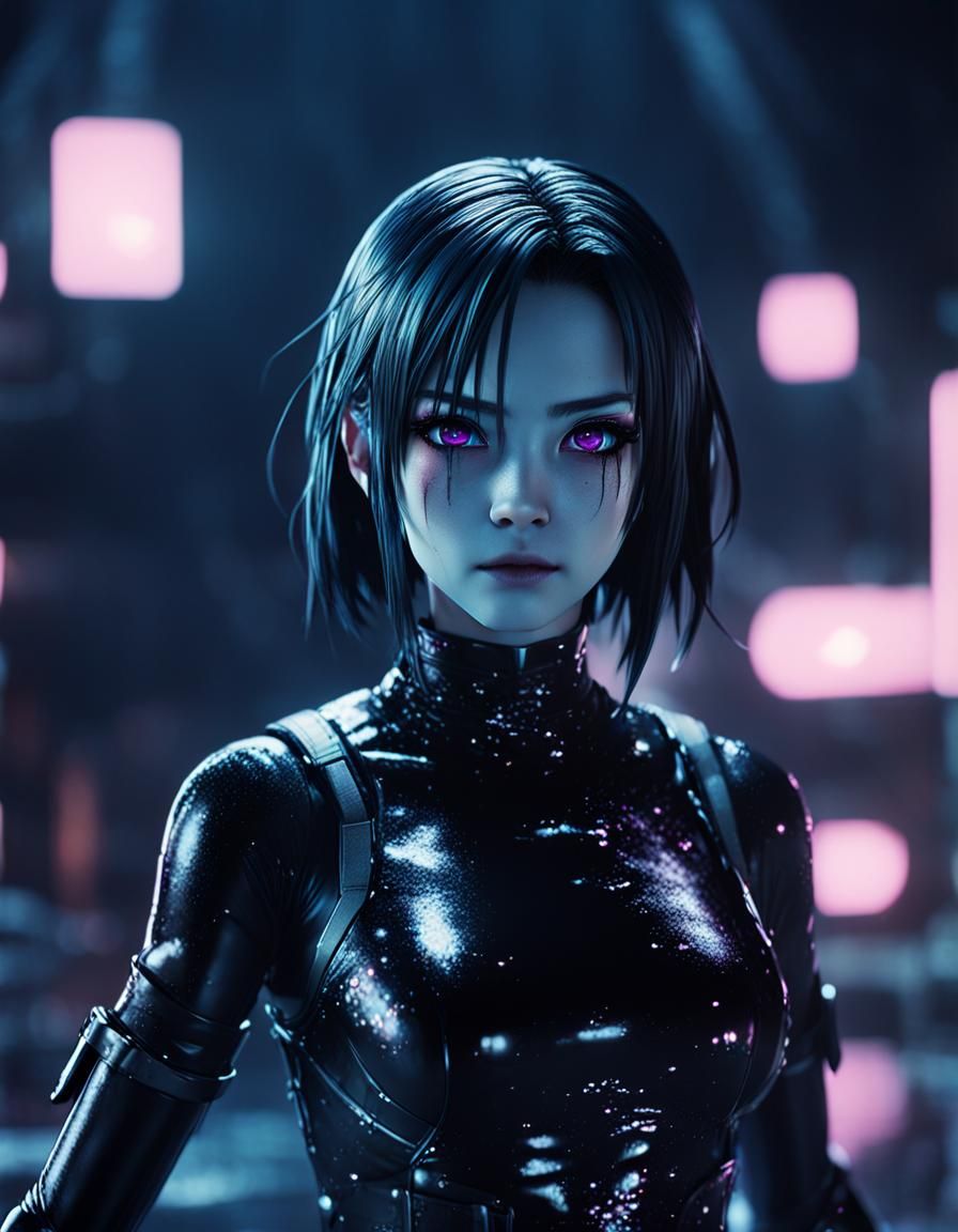 Glowing Anime Hybrid in Liquid Underworld