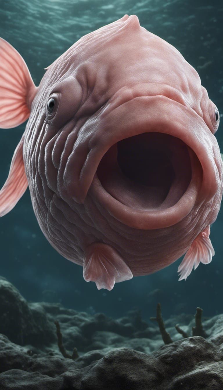 Hyperrealistic Blobfish Portrait in High Definition