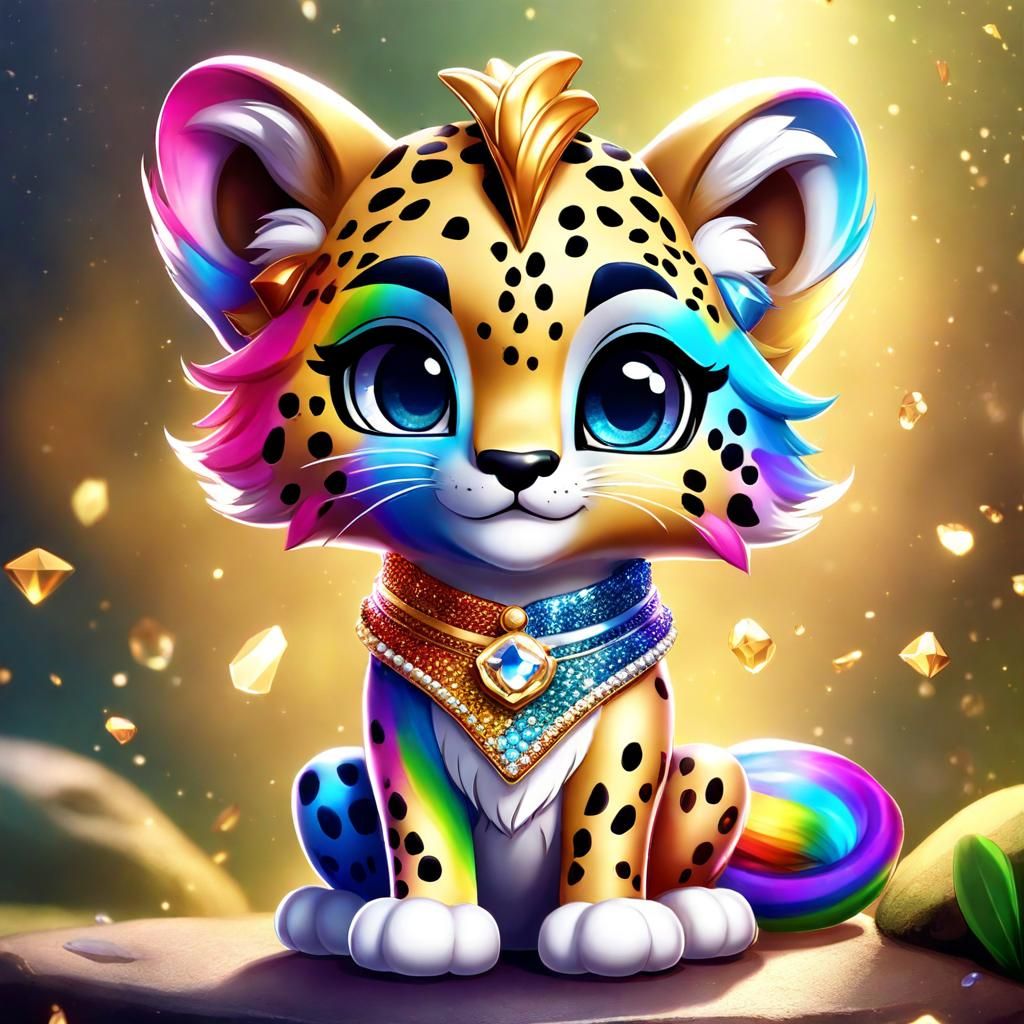 Neon Chibi Cheetah in Royal Clothes