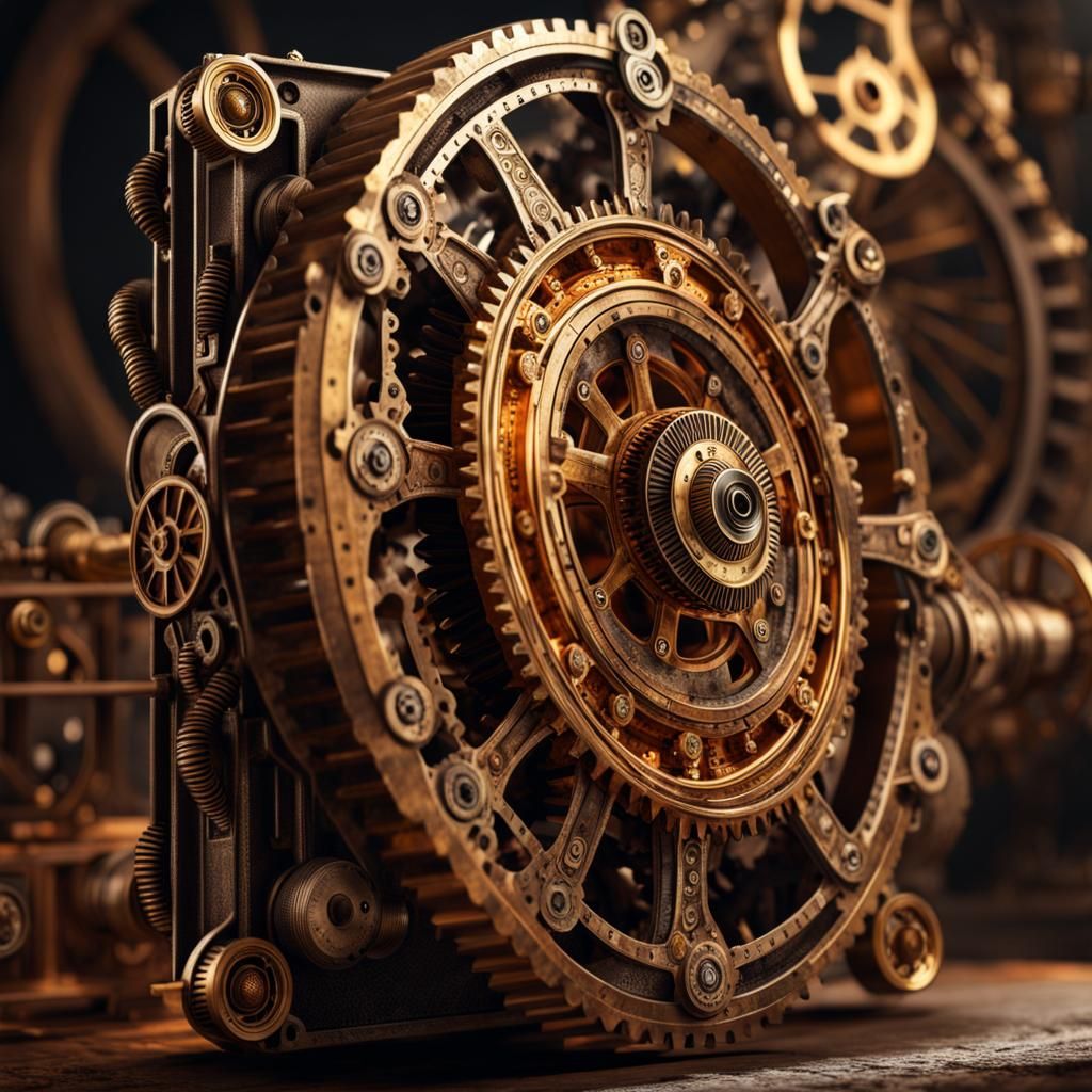 Steampunk Machine with Gears in 4K