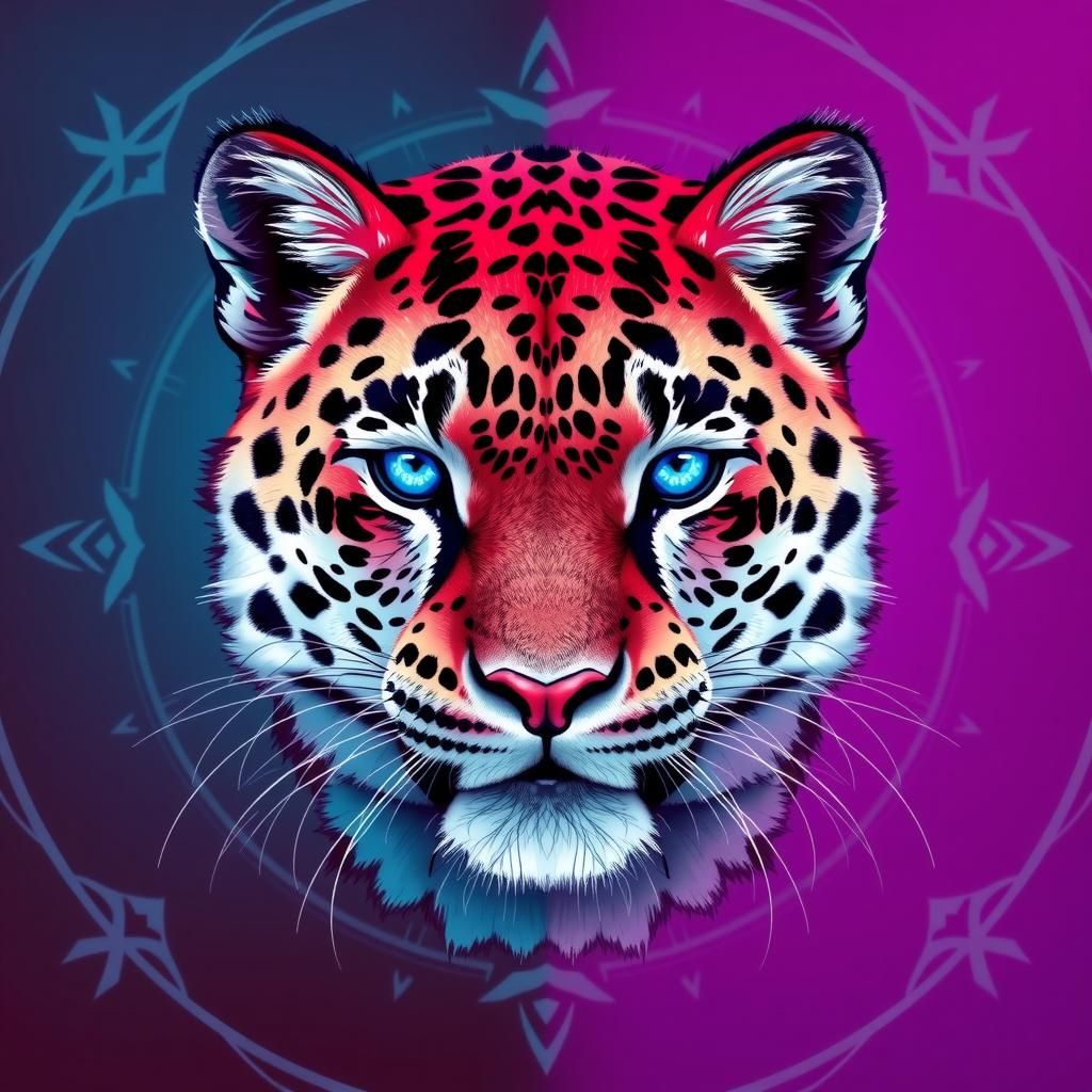 Fractal Snow Leopard in Sacred Geometry Style