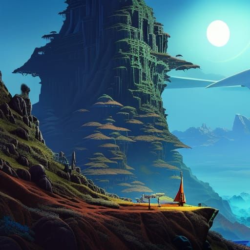 Imagine an illustration for a video game box from the 90s in the style of S.F. Illustrations