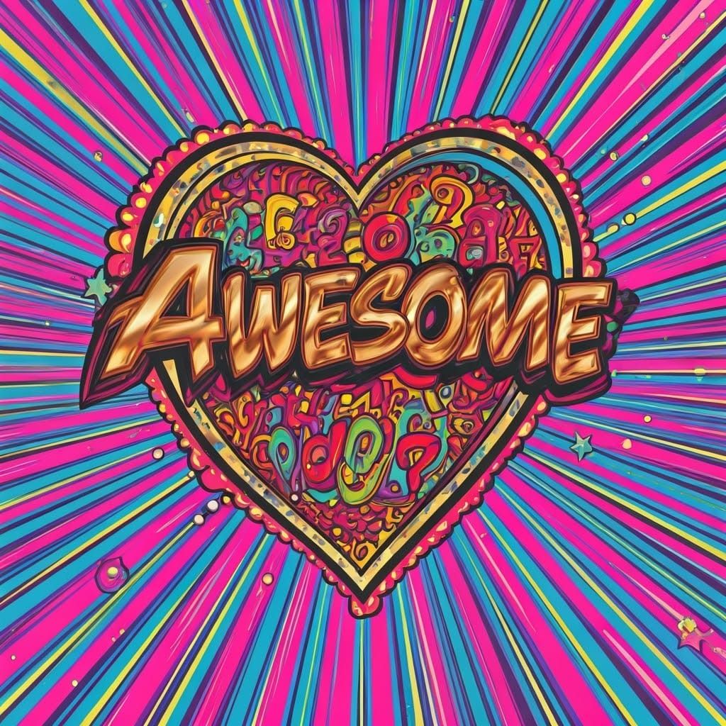 Bold 3D Pop Art "Awesome" with Retro Accents