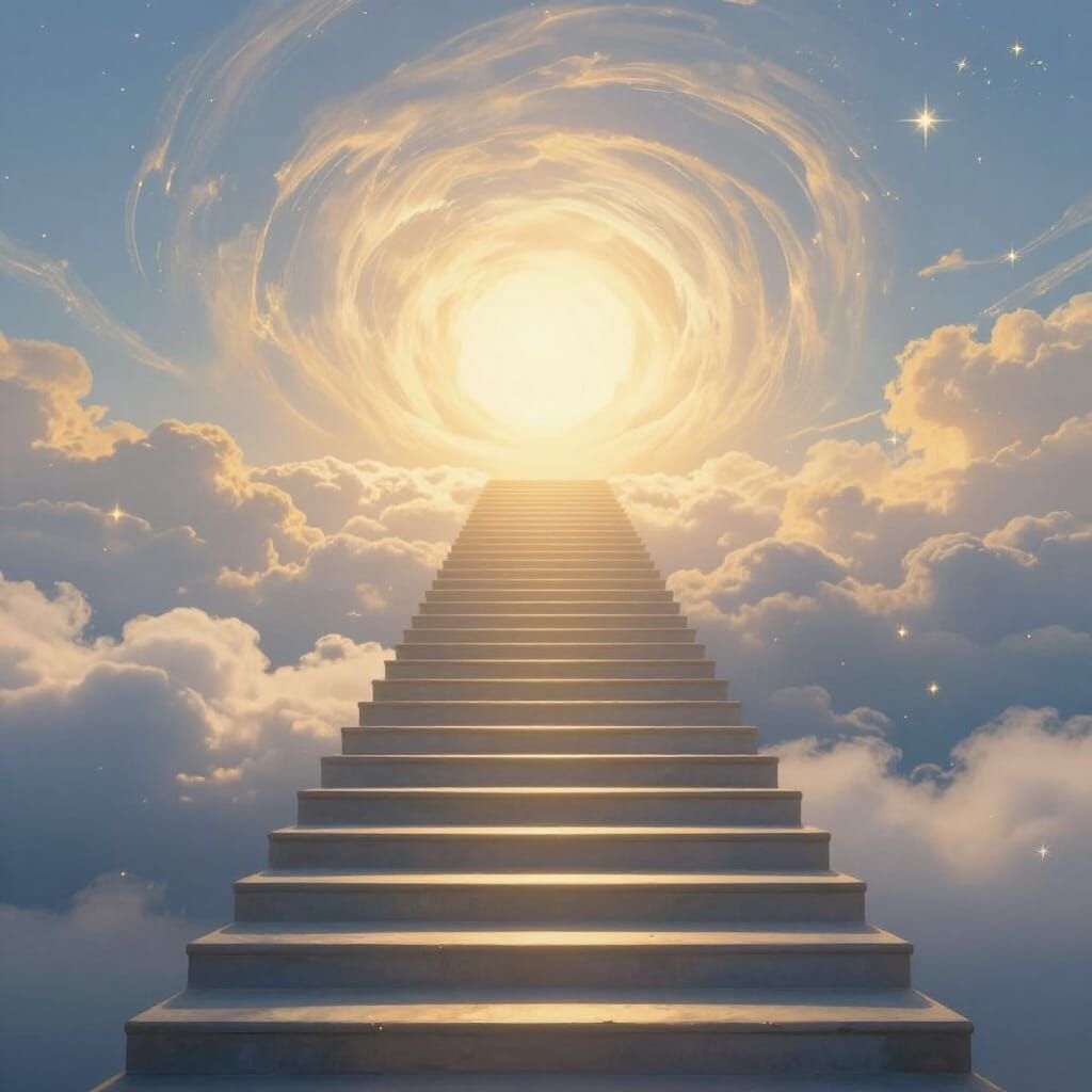 Ethereal Stairway to a Golden Sky