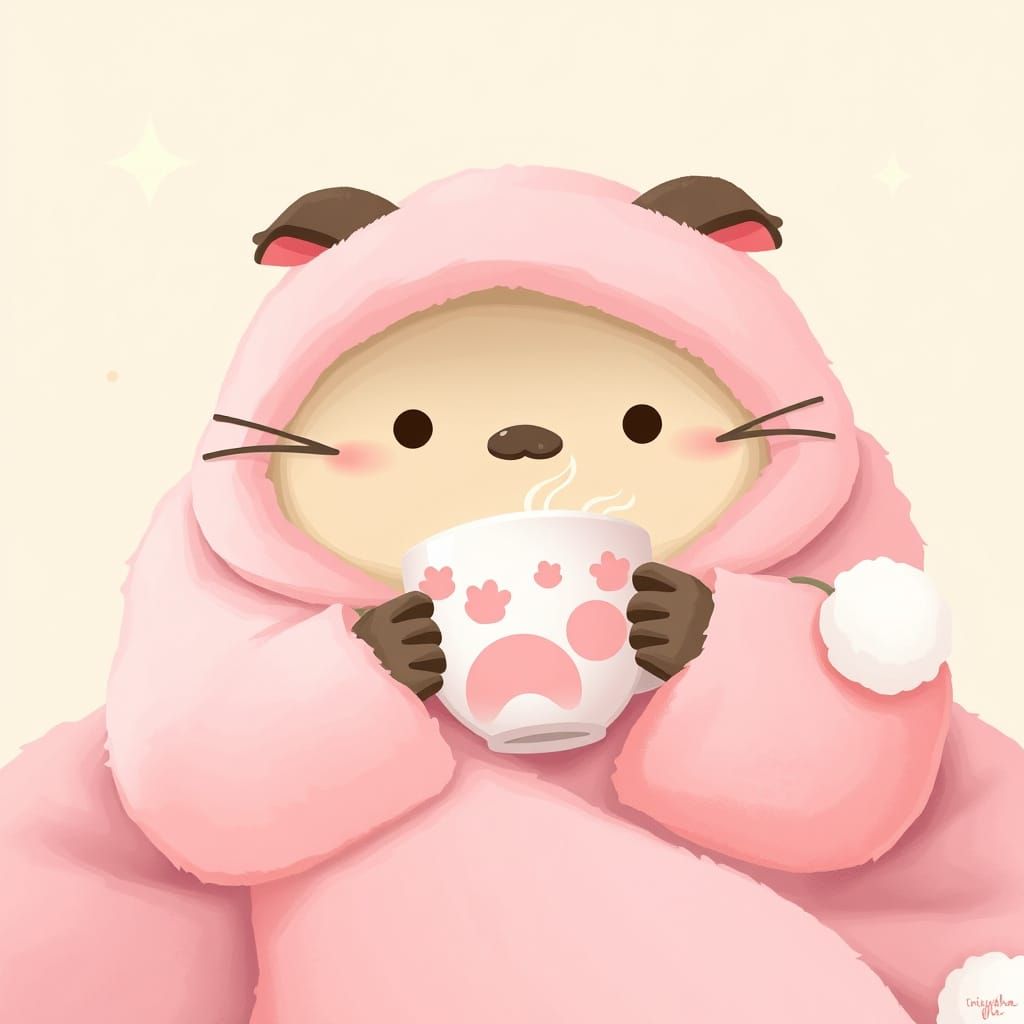 Cozy Cat in Whimsical Pixel Art