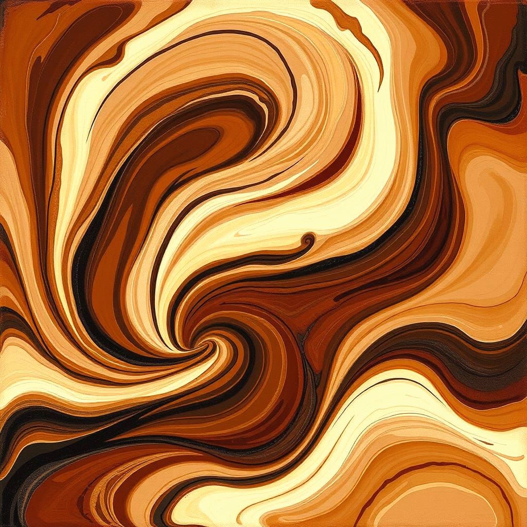Abstract Coffee Brew Swirls in Espresso, Mocha, and Cream