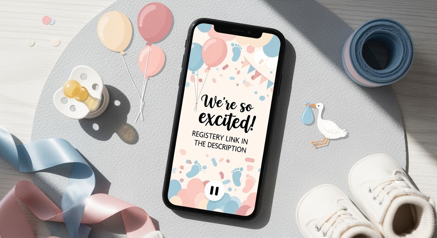 Baby Announcement Video on Smartphone Screen