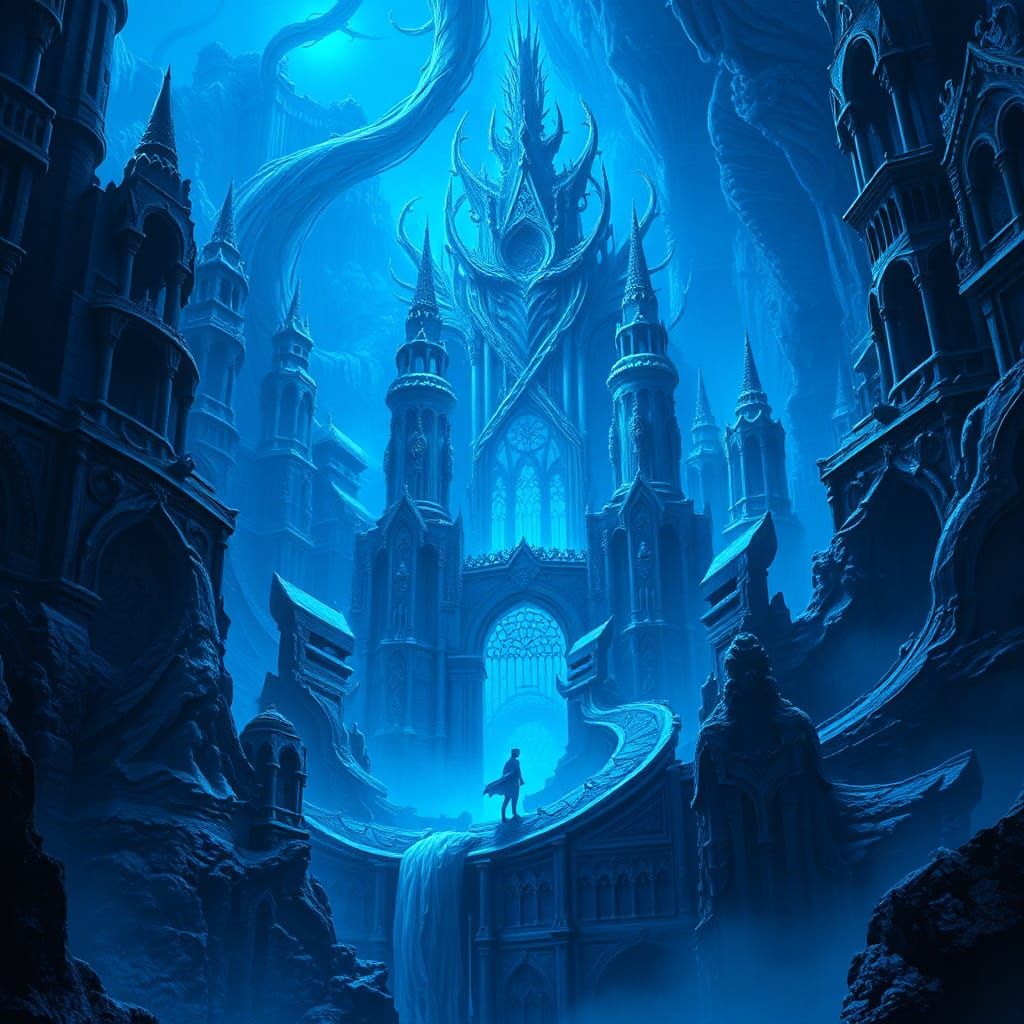 Epic Blue Art: Dramatic Digital Matte Painting